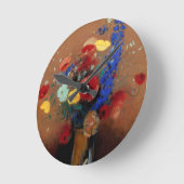 Redon：野生の花， C1912 ラウンド壁時計 (傾斜)