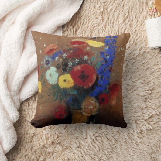 Redon: 野生花、C1912 クッション (ブランケット)