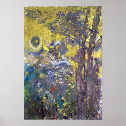Redon – 黄色い背景の木 ポスター (正面)