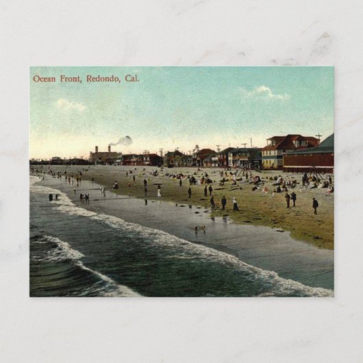 Redondo Beach CA, Bathing Beach 1910s ポストカード (正面)