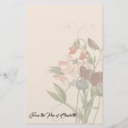 Redouteのスイートピーの花のパーソナライズな文房具 便箋 (正面)