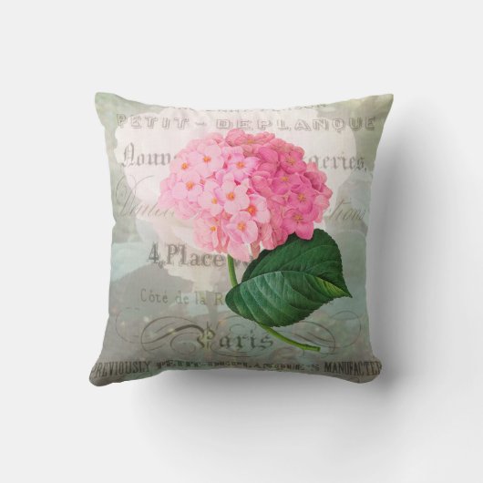 Redouteのピンクのアジサイのぼろぼろの装飾用クッション クッション (裏面)