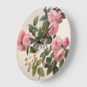 Redouteのピンクのシャクヤクのバラの柱時計 ラージ壁時計 (傾斜)