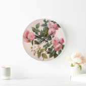 Redouteのピンクのシャクヤクのバラの柱時計 ラージ壁時計 (ホーム)