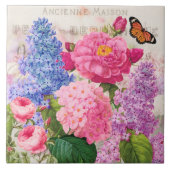 Redouteの花のコラージュのフランスのなアクセントのセラミックタイル タイル (正面)