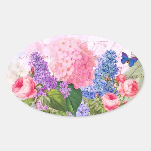 Redoute花オーバルシールシール 楕円形シール (正面)