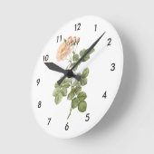 Redouté著ダマスク織バラ(ローザのdamascenaのオーロラ) ラウンド壁時計 (傾斜)