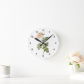 Redouté著ダマスク織バラ(ローザのdamascenaのオーロラ) ラウンド壁時計 (ホーム)