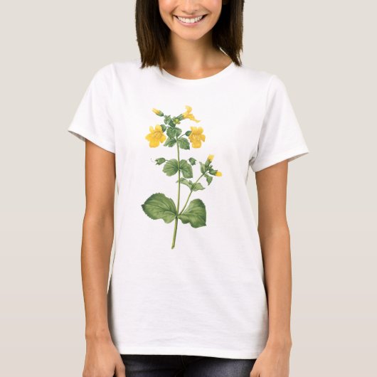 Redouté著monkeyflower (Mimulus sp。) Tシャツ (正面)