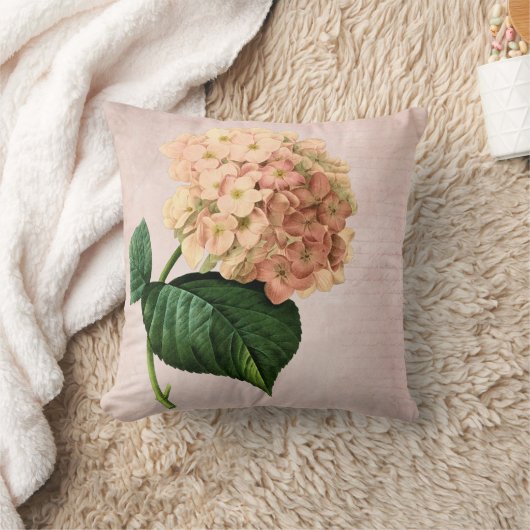 Redoute Peach Hydrangea Pillow クッション (ブランケット)