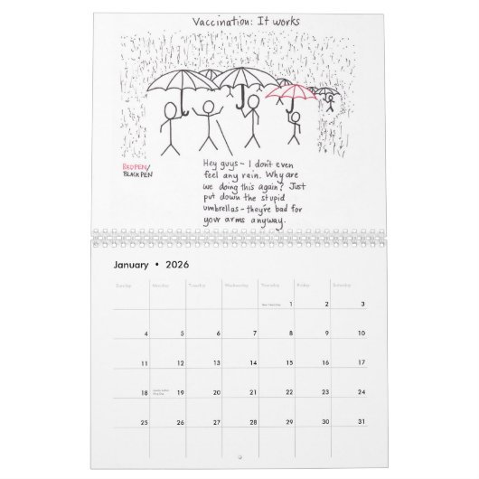 RedPenBlackPen 2021 カレンダー (1月 2026)