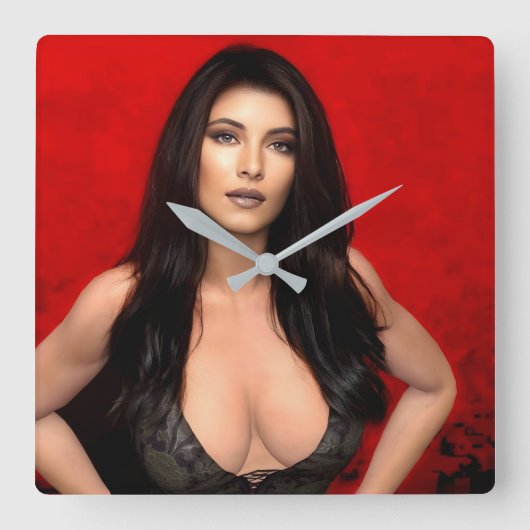 RedSide wall clock スクエア壁時計 (正面)