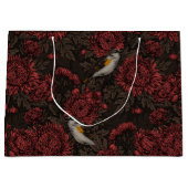 Redstarts in the chrysanthemums in brown and red ラージペーパーバッグ (正面)