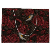 Redstarts in the chrysanthemums in brown and red ラージペーパーバッグ (裏面)