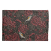 Redstarts in the chrysanthemums in brown and red 枕カバー (裏面-左)