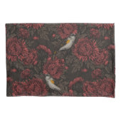 Redstarts in the chrysanthemums in brown and red 枕カバー (正面左)