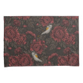 Redstarts in the chrysanthemums in brown and red 枕カバー (正面右)