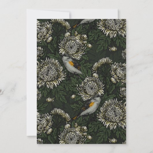 Redstarts in the chrysanthemums in green and white (正面)