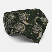 Redstarts in the chrysanthemums in green and white ネクタイ (ロール)