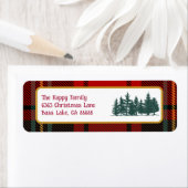 RedTartan Plaid写真メリークリスマス ラベル (インサイチュ)