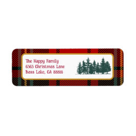 RedTartan Plaid写真メリークリスマス ラベル