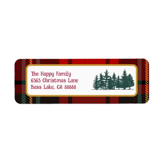 RedTartan Plaid写真メリークリスマス ラベル (正面)