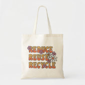 Reduce, Reuse, Recycle | ポジティブな社会メッセージ トートバッグ (正面)