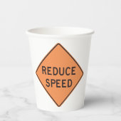 Reduce Speed Orange Diamond Road Sign 紙コップ (正面)