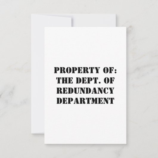 Redundancy Departmentプロパティ サンキューカード (正面)