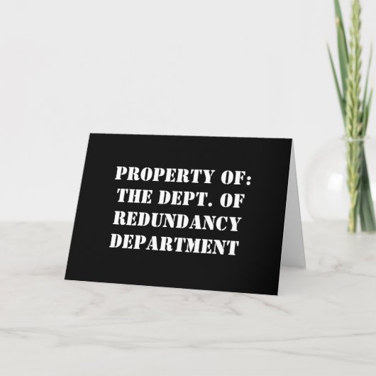 Redundancy Departmentプロパティ 案内状 (正面)