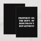 Redundancy Departmentプロパティ 案内状 (正面/裏面)