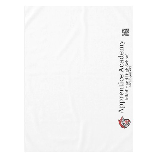 RedwolfのロゴとQRCとの見習いアカデミー テーブルクロス (正面)