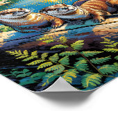 Redwood National Park Animal Otters Van Gogh Style ポスター (角)