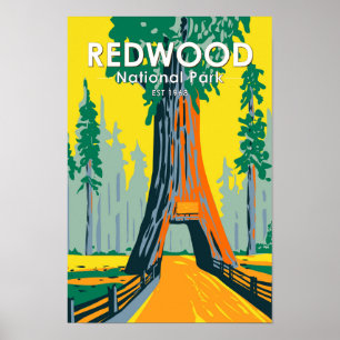 Redwood National Park Chandelier Tree Vintage ポスター