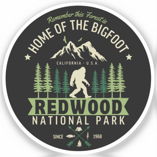 Redwood National Park Home of the Bigfoot シール (正面)
