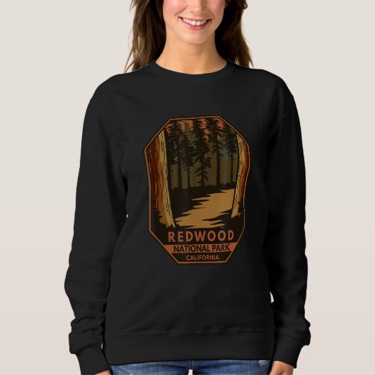 Redwood National Park Minimal Retro Emblem Vintage スウェットシャツ (正面)