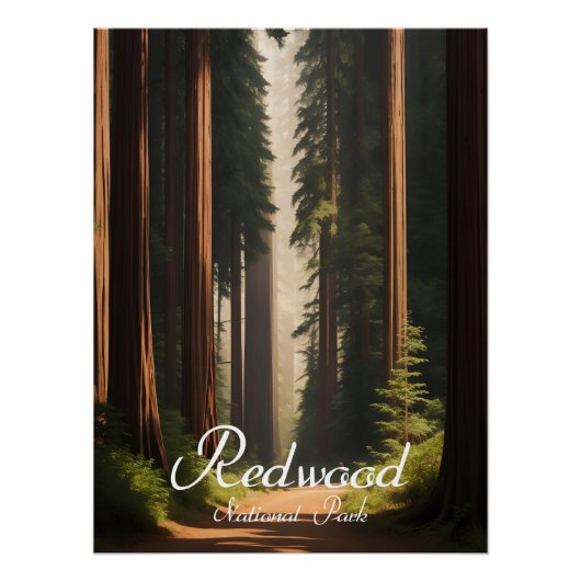 Redwood National Park USA Travel Poster ポスター (正面)