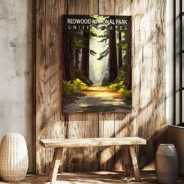 Redwood National Park USA Travel Poster Canvas Art キャンバスプリント