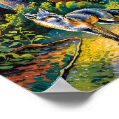 Redwood National Park Van Gogh Forest Fox Custom ポスター (角)