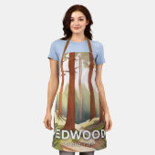 Redwood National Park | Watercolor Travel Art エプロン (着用した状態)