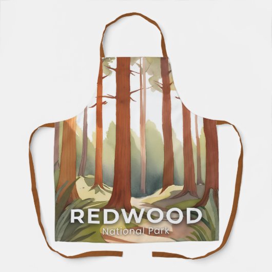 Redwood National Park | Watercolor Travel Art エプロン (正面)