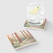 Redwood National Park | Watercolor Travel Art ストーンコースター (横)