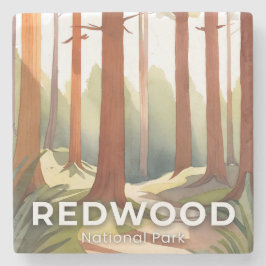 Redwood National Park | Watercolor Travel Art ストーンコースター