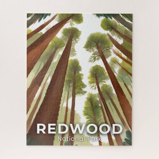 Redwood Trees | National Park Watercolor Art ジグソーパズル (縦)