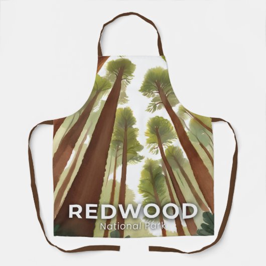 Redwood Trees | National Park Watercolor Travel エプロン (正面)