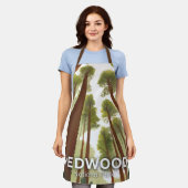 Redwood Trees | National Park Watercolor Travel エプロン (着用した状態)