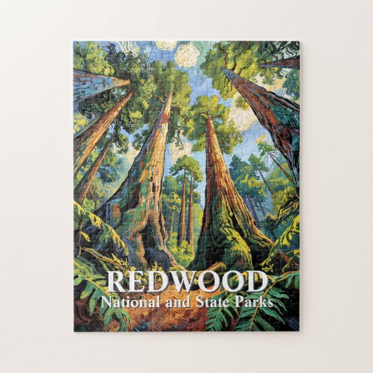 Redwoods National Park California Van Gogh Custom ジグソーパズル (縦)