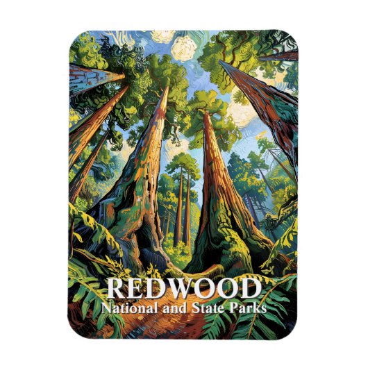 Redwoods National Park California Van Gogh Custom マグネット (縦)