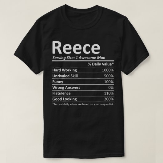 REECE栄養おもしろい誕生日名パーソナライズされたG Tシャツ (デザイン正面)