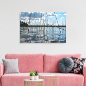 Reeds and Reflections on Rice Lake キャンバスプリント (インサイチュ (リビング))